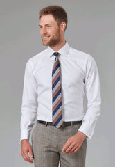 Brook Taverner Andora Shirt | Blue Herringbone