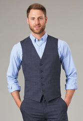 Brook Taverner Emilio Waistcoat | Navy Check
