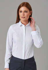 Brook Taverner Franca Blouse | White with front panel design