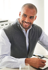 Brook Taverner Lincoln Knitted Zip Gilet | Navy