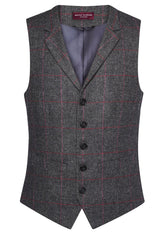 Brook Taverner Memphis Tweed Waistcoat | Charc/Pink