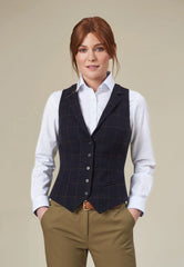 Brook Taverner Greenville Tweed Waistcoat | Navy Check