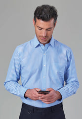 Brook Taverner Rufina Shirt | White/Grey Stripe